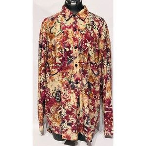 Vintage 90s Ana Mori Rayon Indonesian Batik Blouse with sequins XL